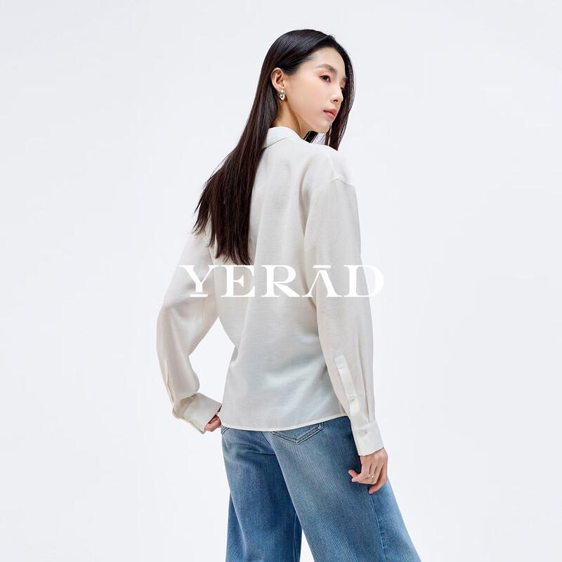 YERAD Women s French Style Loose Twist-Front Long Sleeve Shirt M