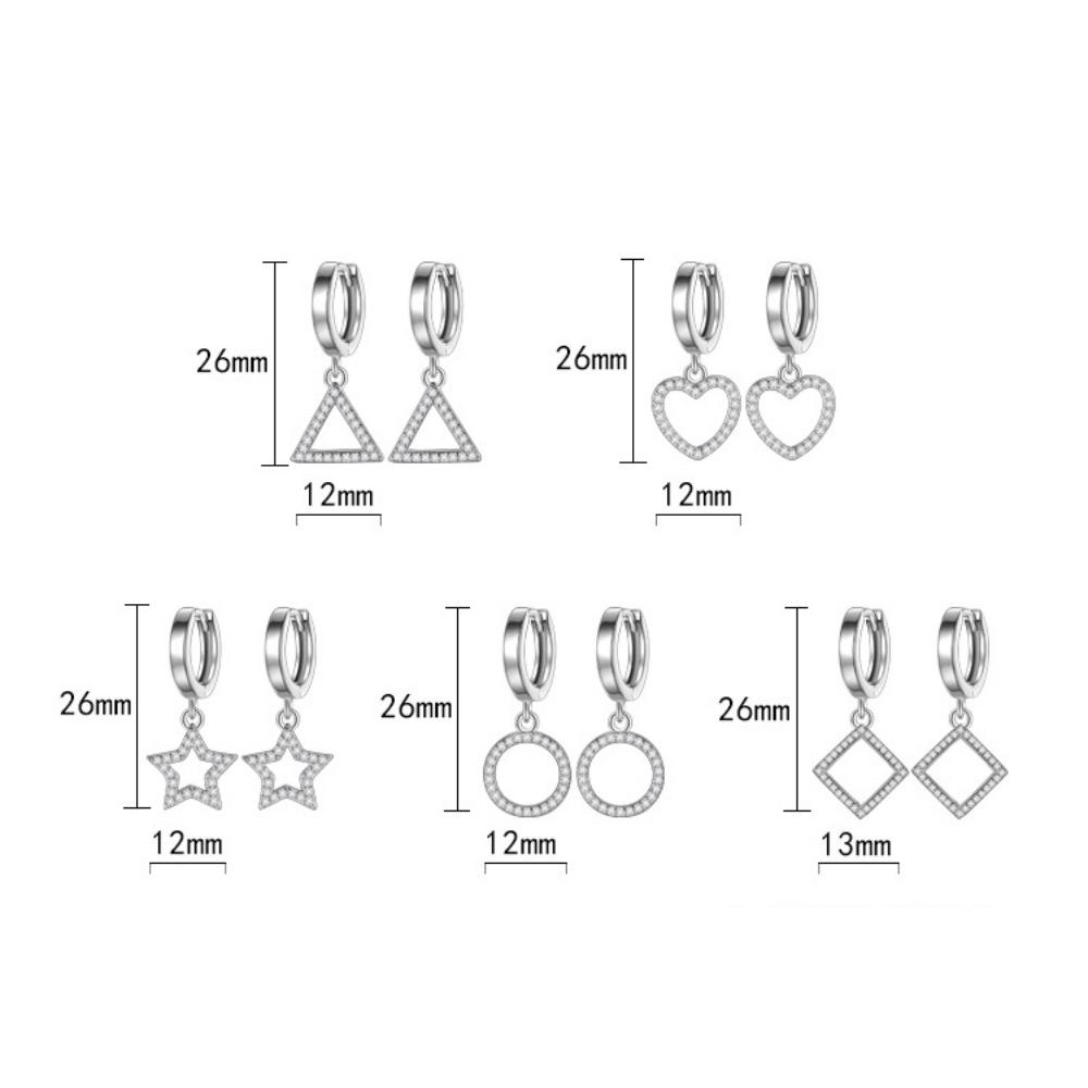 Triangle Geometric Shape Earrings Pentagram Micro -inlaid Vermiculite Cute Earrings