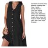 Summer Dress V-Neck Sleeveless Single-Breasted Solid Color Mini Dress Solid Color Loose