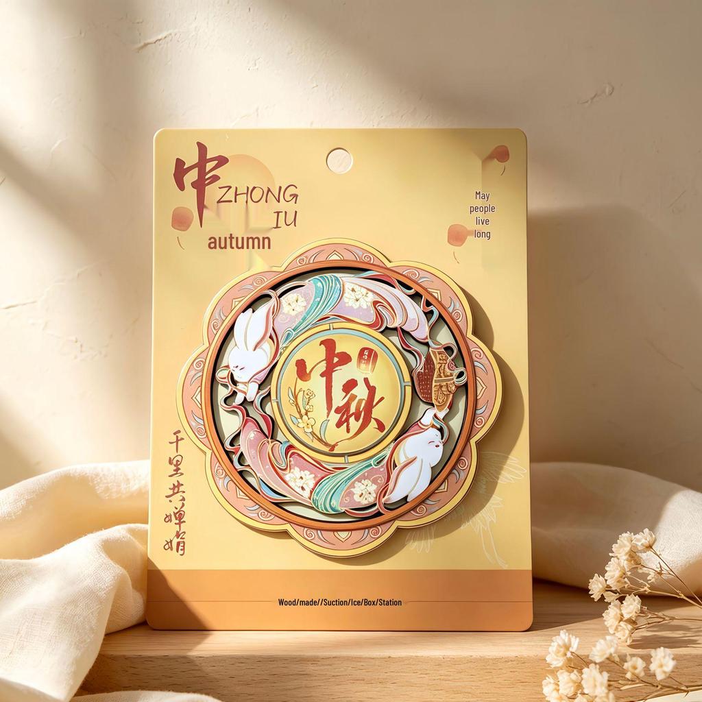 Chang'e & Jade Rabbit Mid-Autumn Festival Fridge Magnets - Creative Chinese Style Holiday Gift