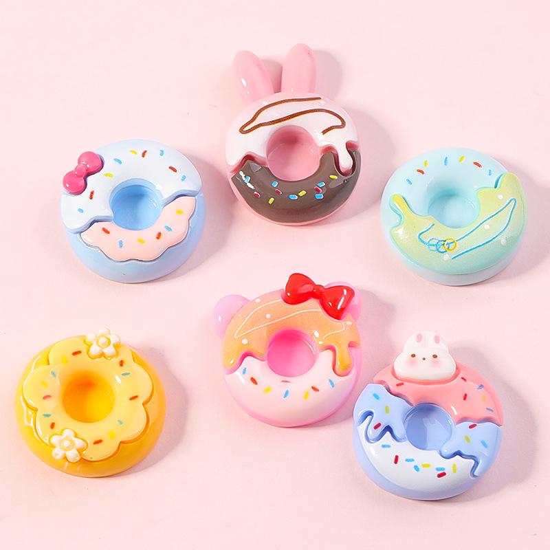 Cartoon Donut Resin Accessories: DIY Cream Glue Stickers for Phone Cases, Water Bottles, Refrigerators, and Storage Boxes.