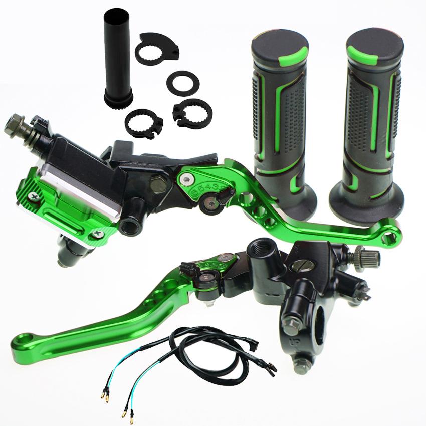 

Мотоциклетный тормозной рычаг сцепления с ЧПУ, гидравлический главный цилиндр, ручка руля 7/8 , 12,7 мм, поршневой рычаг для Honda Yamaha зелёный