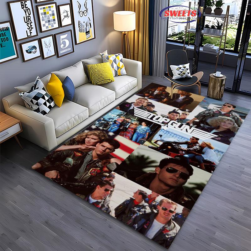 Classic Movie Carpet Top Gun Tom Cruise Rug for Home Living Room Bedroom Sofa Doormat Decor,kid Area Rug Non-slip Floor Mat Gift