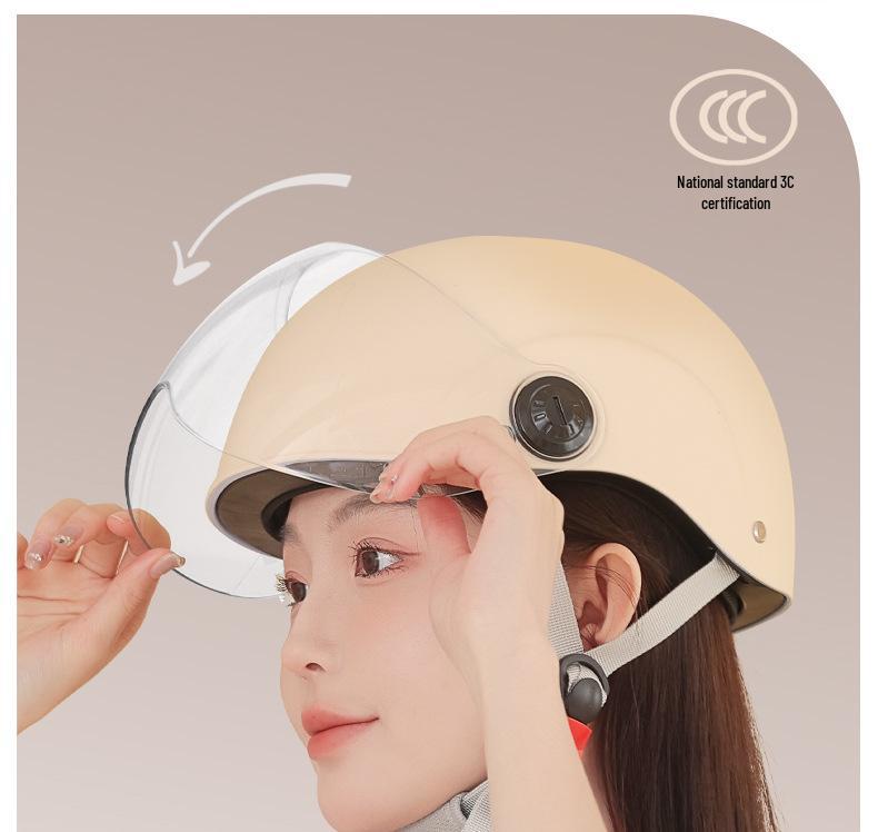GB 3C Certified Unisex Electric Vehicle Helmet - Summer & All-Season Motorcycle Safety Half Helmet
