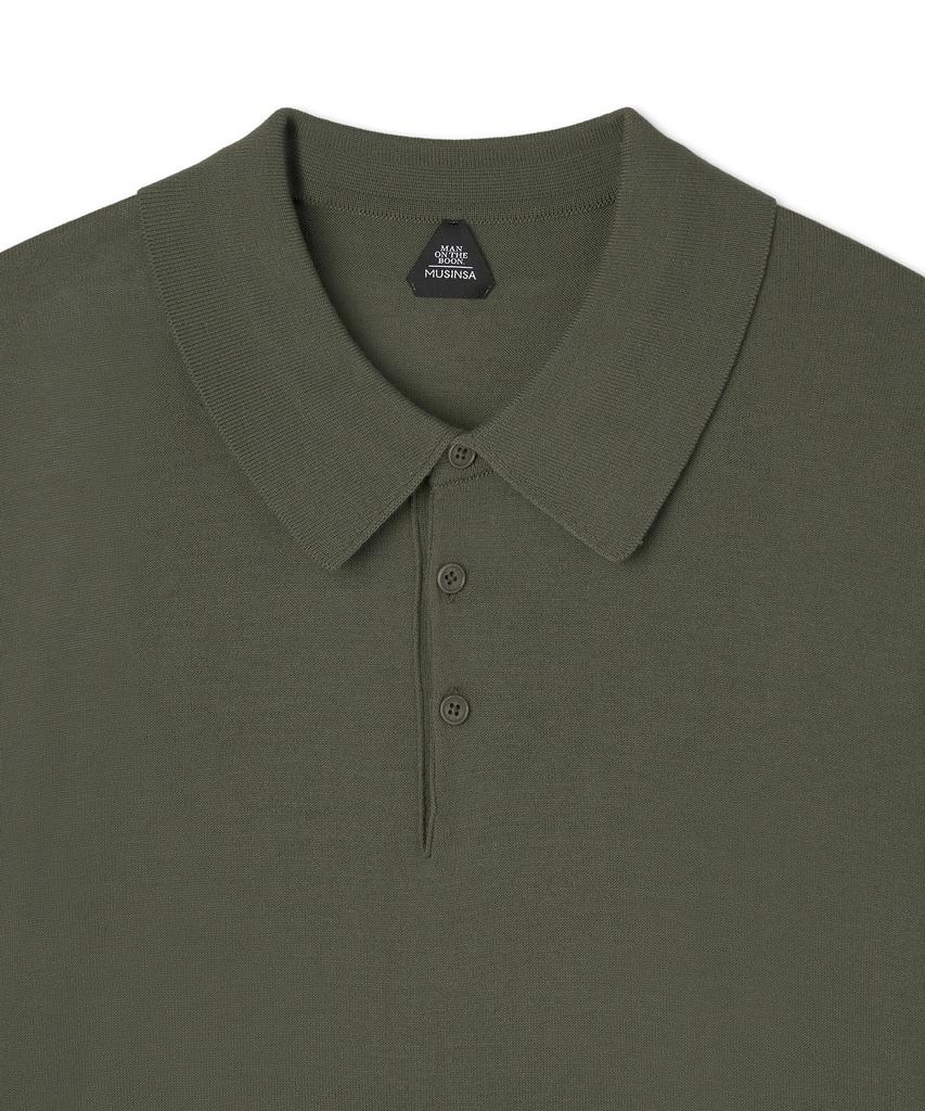 MAN ON THE BOON Polo Knit T-Shirt Olive