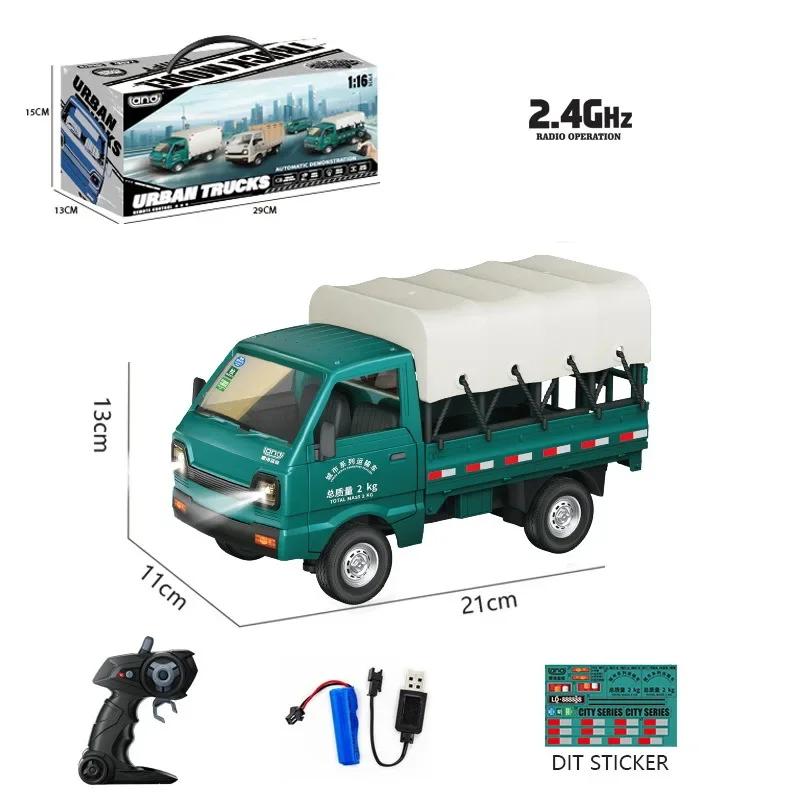 1/16 Remote Control Van Truck 2.4G 5CH Mini RC Car Children Toys Radion Controlled Ice Cream Trucks Transport Cars with Lights