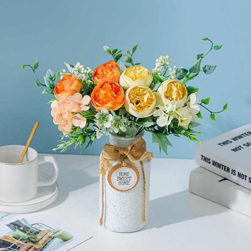 Wedding Simulation Bouquet Home Decoration Flower Simulation Rose Photography Bouquet Small Handle Flower Peony
