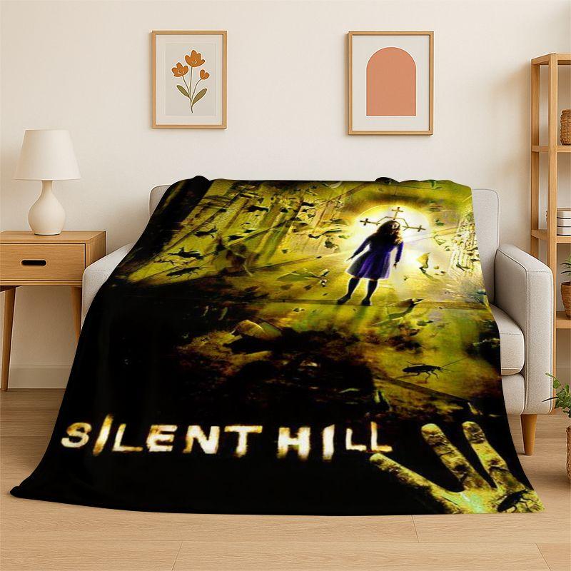 Silent Hill Horror Movie Games Flannel Blanket Soft Warm Throw Blanket for Bedroom Living Room Bed Travel Camping Picnic Gift