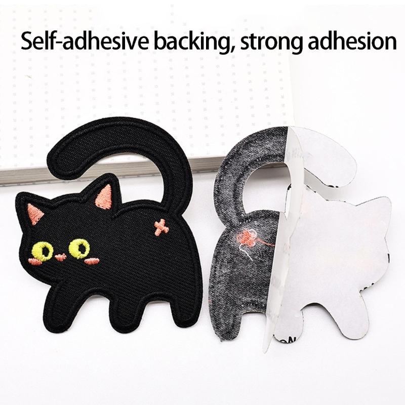 20PCS Black Cats Clothes Sticker Embroidery Patches No Sewing Fabric Stickers For Kids Clothing Backpacks Jackets Repairing