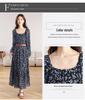 Zhu Zhu Style French Retro Floral Chiffon Dress - Autumn Slim Fit Long-Sleeve Maxi