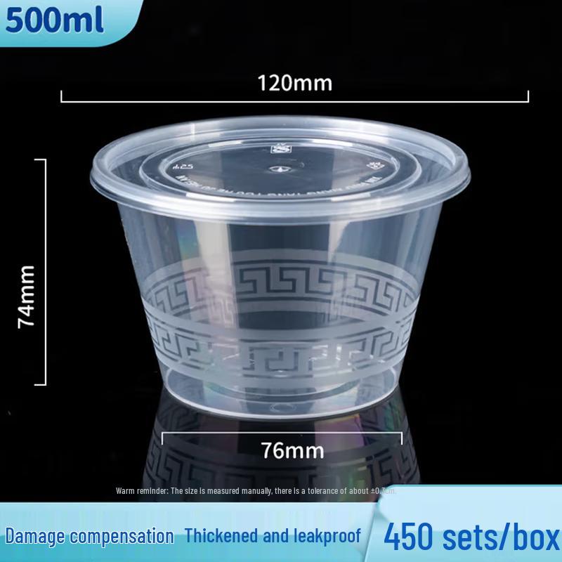 Yinmei 500ml Round Thickened Transparent Disposable Food Containers