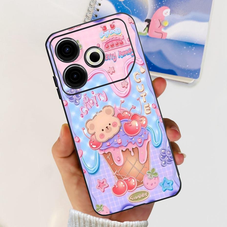 2024 Fashion Case For Tecno Pova 6 Neo Black Silicone Soft TPU Back Cover For Tecno Pova 6Neo 4G Phone Cases
