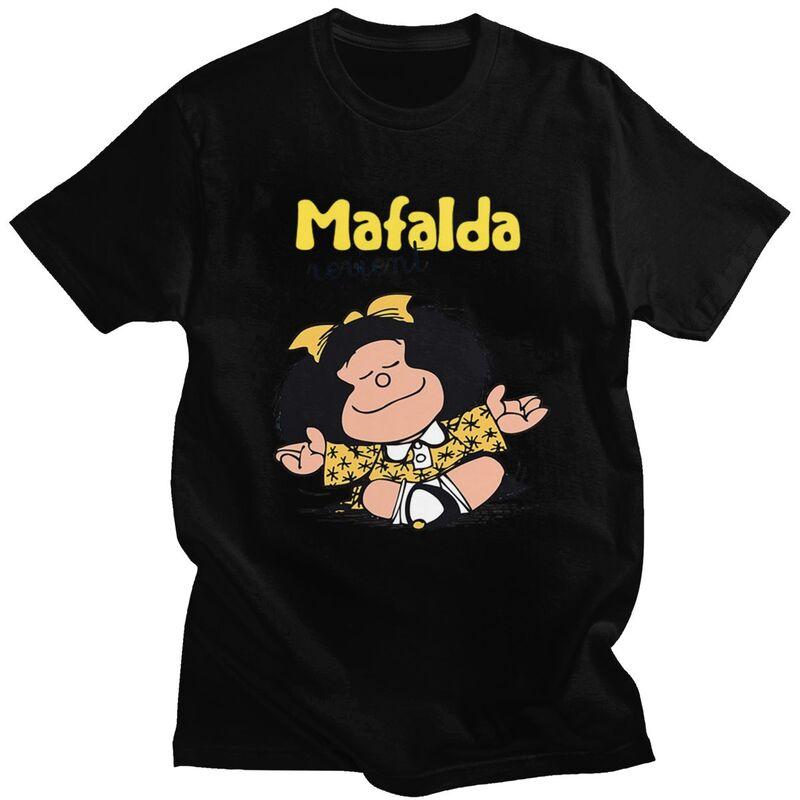 Custom Quino Comic Cartoon Mafalda T Shirts for Men 100 Cotton Tee Tops Tshirts Short Sleeve Casual Tshirt Clothes