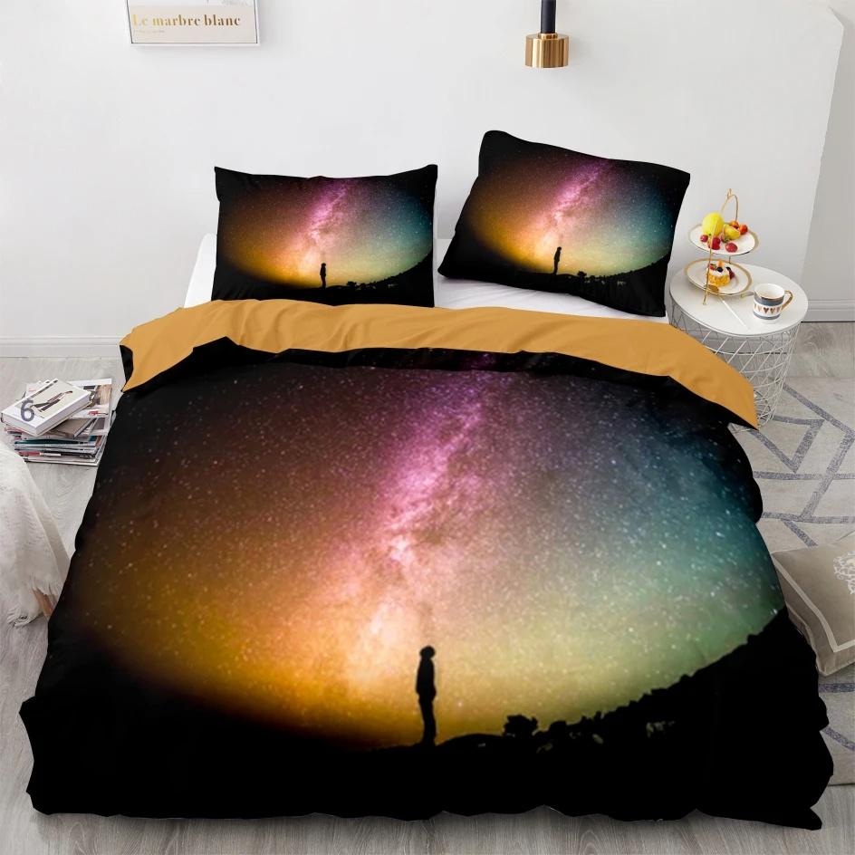 

Постельное белье Galaxy Aurora Односпальное Twin Full Queen King Размер Звездное небо Пододеяльник 3 предмета для Взрослого Ребенка EU single(135x200cm)
