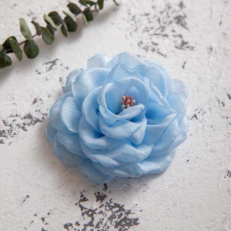 Colored Camellia Rose Fabric Broken Hair Duck Bill Clip Korean Flower Bangs Clip Photo Hair Accessories Woman