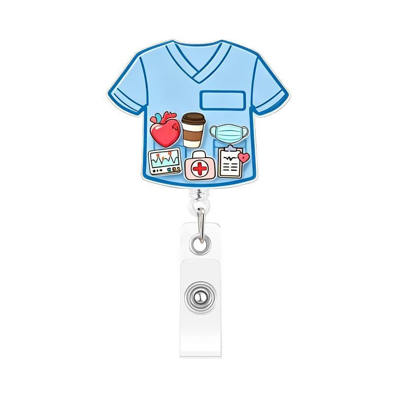 1Pcs Cartoon Medical Retractable Badge Reel 360 Rotating Acrylic Shaker ID Holder for Nurses Daily Work Use