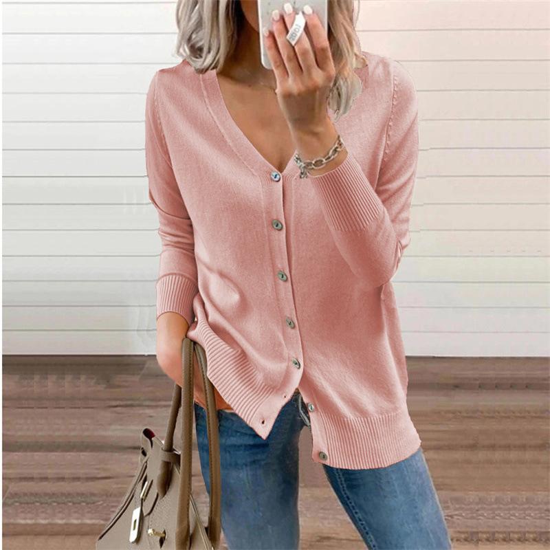2026 Autumn Winter Women's V-Neck Cardigan, Button Detail Open Front Knit Sweater with Soft Yarn, Versatile Layering Piece for Office & Casual Wear