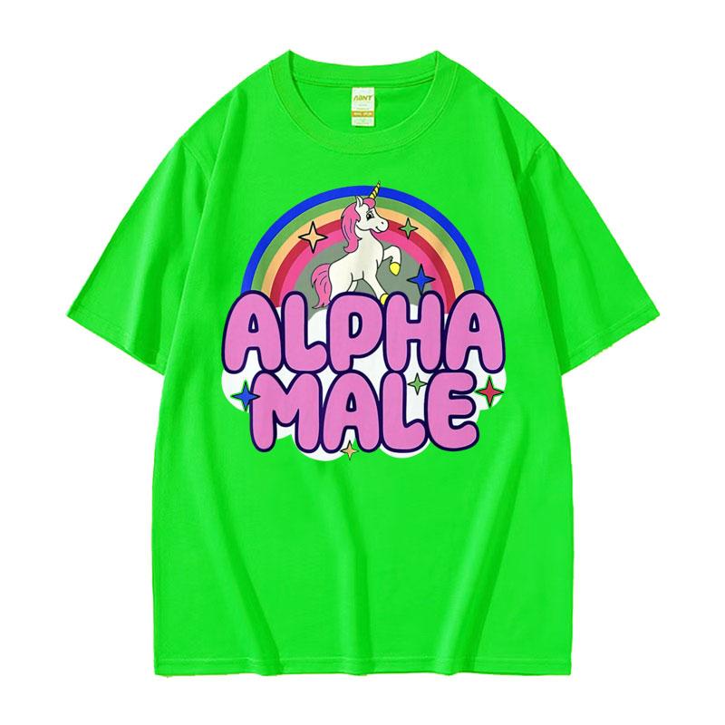 Funny Alpha Male Unicorns Rainbow Meme Graphic T Shirts Unisex Women Vintage Gothic Clothes Tshirt Summer Casual High Quality Tees