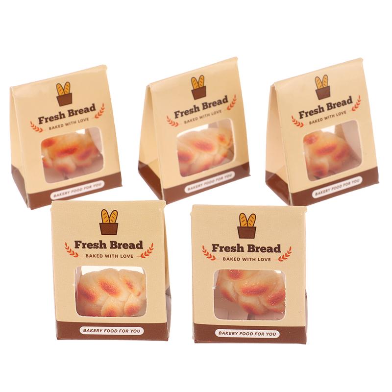 5Set 1:12 Dollhouse Simulation Dessert Bread With Package Box Doll Kitchen Food Decor Toy Dolls House Scene Decor Accessories