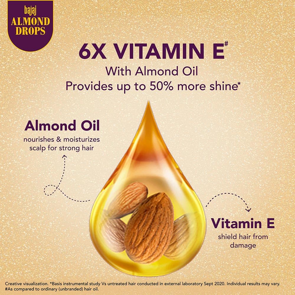 Bajaj Almond Drops Hair Oil 190ml Pack Of 1 Light Non Sticky Hair Oil For Hair Fall Control
