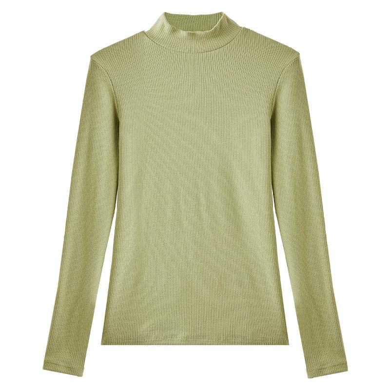 Autumn Winter Half High Collar All-match Bottomed Tee Women Long Sleeve Casual Fashion Pullover T-shirt Top