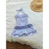 "Sea Storm Point" Swimsuit Female One-piece Hanging Neck Skirt Backless Strip Steel Support Soaking In Hot Vacation