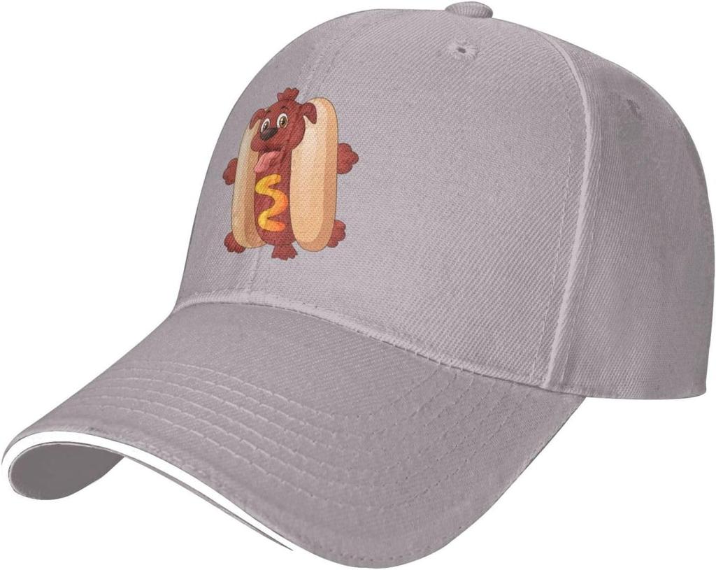 Hot Dog Puppy Cartoon Graphic Baseball Cap Polyester Adjustable Outdoor Golf Style