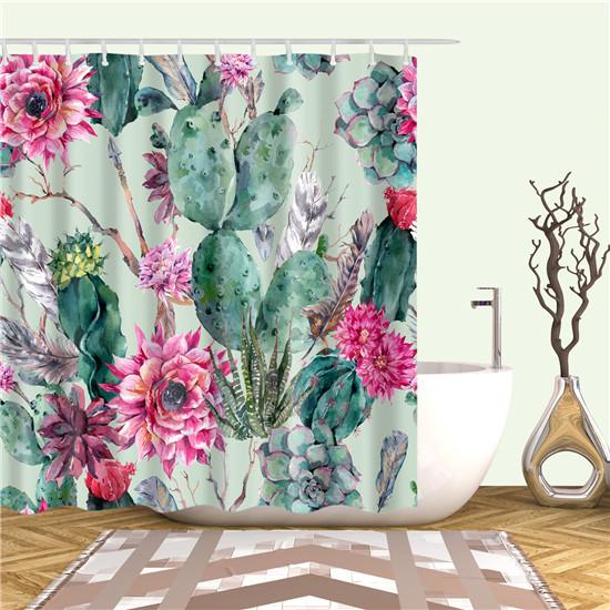 Tropical Cactus Plant Pineapple Shower Curtains Bathroom Curtain Cortina Ducha Frabic Waterproof Polyester Bath Curtain