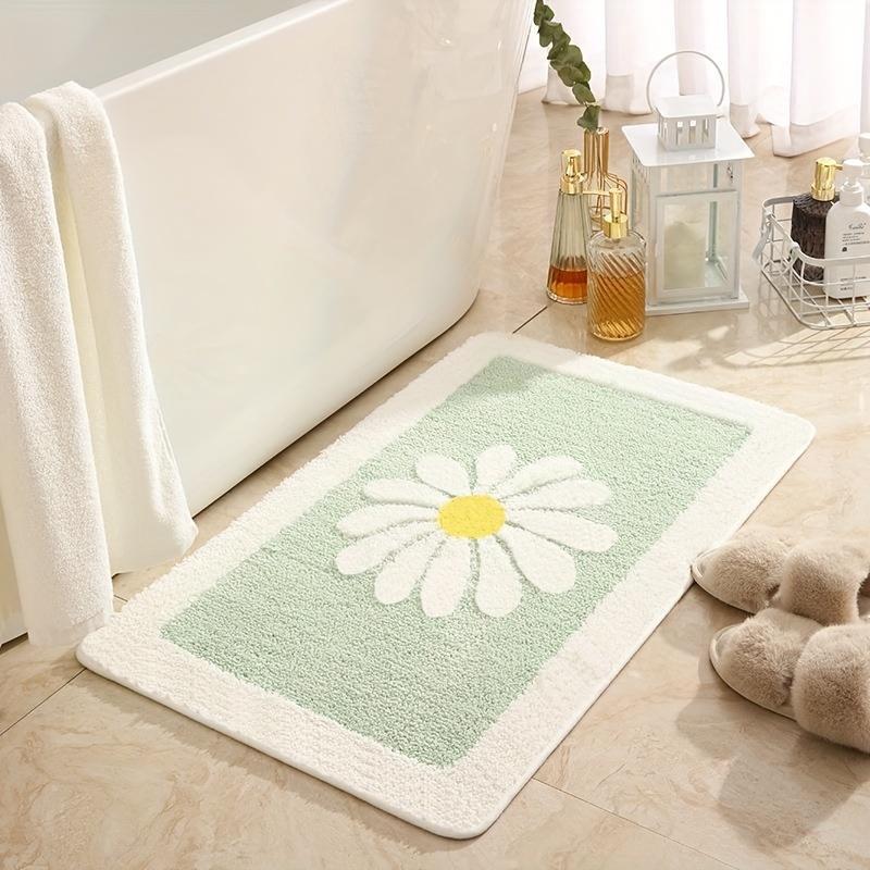 Felpudo de Baño Estilo Margarita Fresca, Felpudo Absorbente para Entrada de Baño, Alfombra Antideslizante para Ducha, Decoración del Hogar