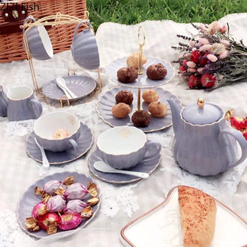 Zestaw filiżanek i spodków do kawy w stylu light luxury, mlecznik, cukiernica, ekspres do kawy, brytyjski styl, zestaw do herbaty do domu i biura, czajnik, ceramiczny kubek