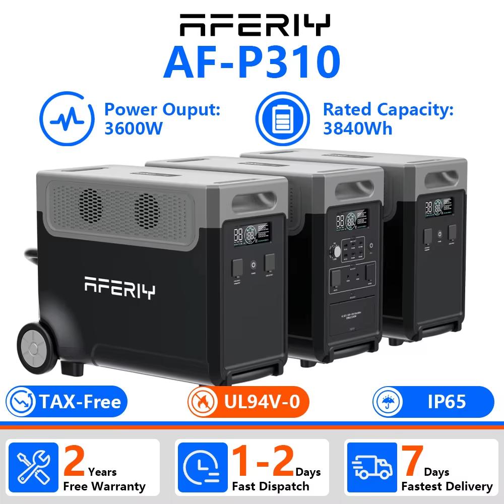 AFERIY 3600W Portable Power Station Solar Generator 3840Wh LiFePO4 Battery Home Backup Outdoor Camping Mobile Power Power Bank