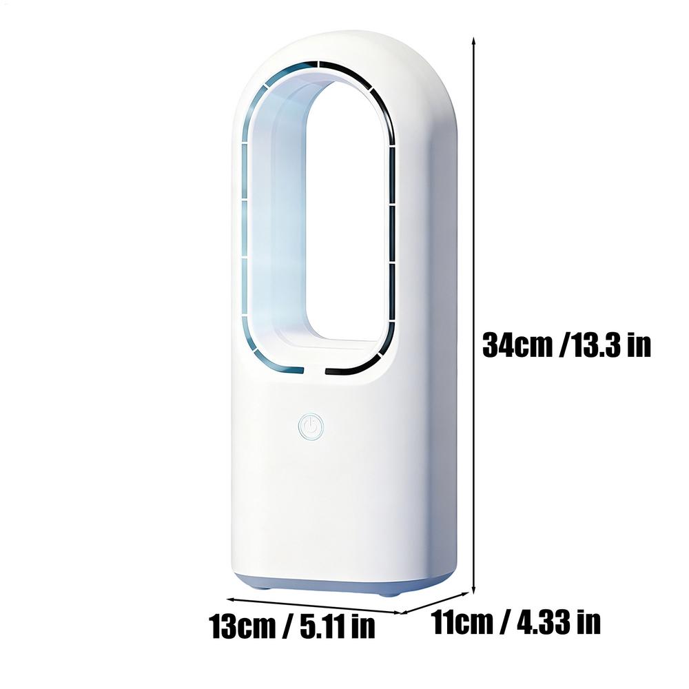 1-Speed Quiet USB Bladeless Fan with LED Night Light, Portable Table Cooling Fan for Bedroom Office Home Personal Air Circulator