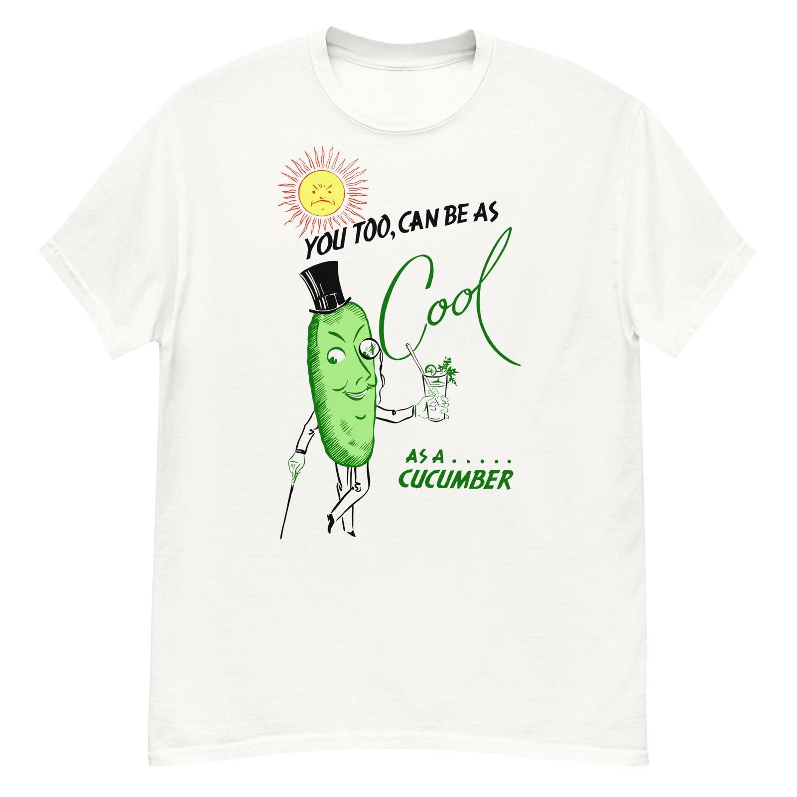 Funny vintage ad art “Cool as a Cucumber” t-shirt S