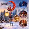 Outdoor Holiday Lighting Christmas Santa Moon Solar Stake Light, Claus Sitting on Half Lamp Decoration Light with Garden Stake, LED Decorative