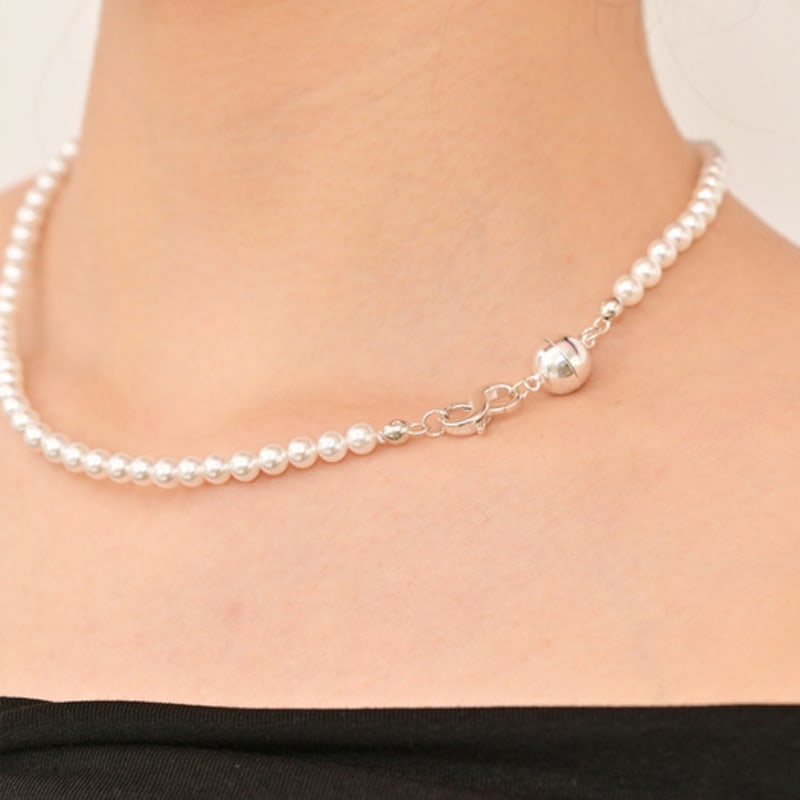 LAYERMOOD 24 New Ball Pearl Necklace-silver925