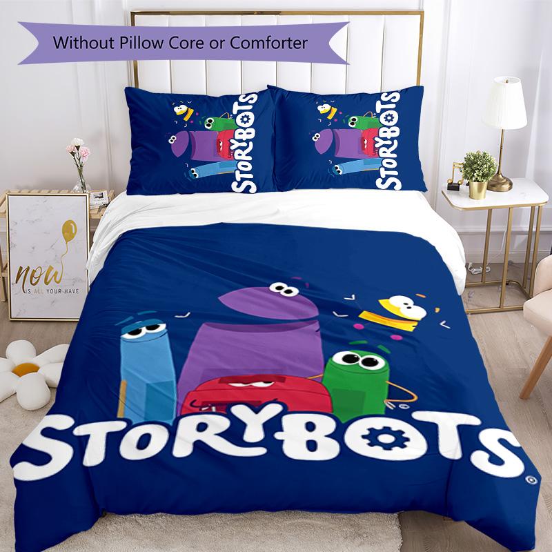 Ask the StoryBots 3pcs Bedding Set Duvet Cover Closure Includes 1 Duvet Cover & 2 Pillowcases for All Seasons Bedroom Home Dorm Decor