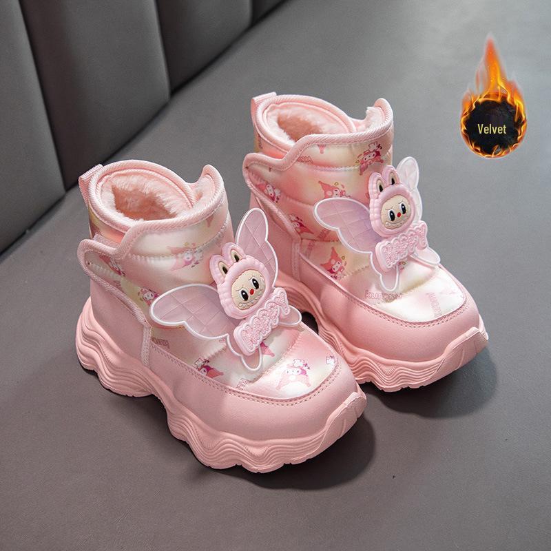 

2025 Girls Winter Boots: Waterproof, Non-slip Snow Boots with Plus Velvet for Warmth, Leather Surface, Medium & Large Sizes. Size 30 (18.7cm inside) рожевий