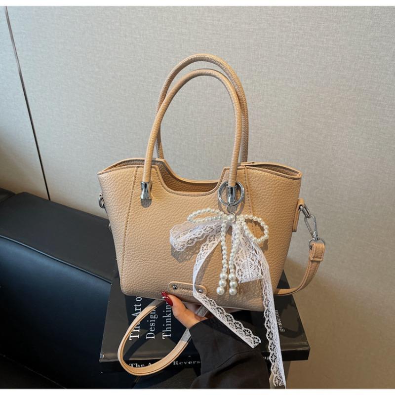 Retro commuter tote handbag, new fashionable large-capacity shoulder bag, simple texture vegetable basket