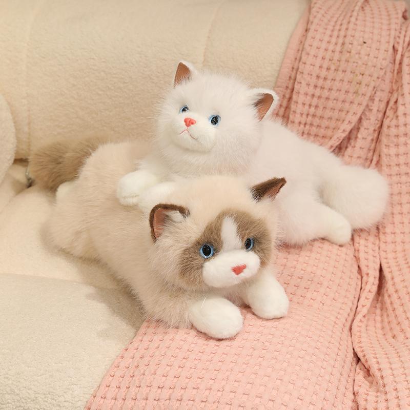 Favorite Toy Unisex Kids Grey New Premium Handmade Ragdoll Cat Plush Toys Fluffy Cozy Lying Prone Pet Cat Doll Warm Kids Appease Toys Lovely Home Decor