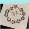 No Brand Alloy Flower Bracelet With Embedded Crystals For Elegant Women
