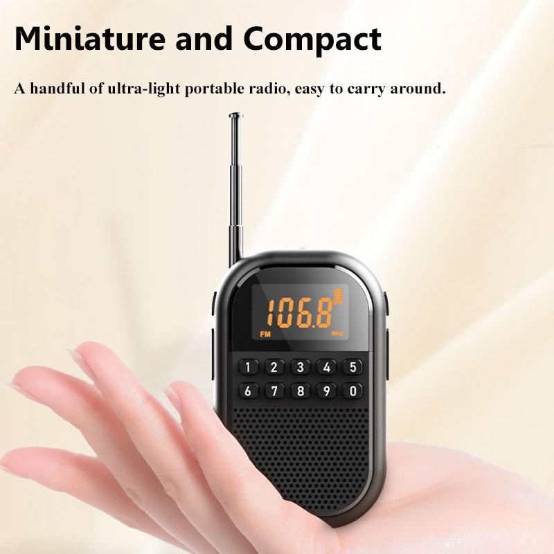 Mini Pocket FM AM Radio Large LCD Display DSP Radios Receiver Wireless Bluetooth Speaker TF Card Music Player for Elder 9K/10K