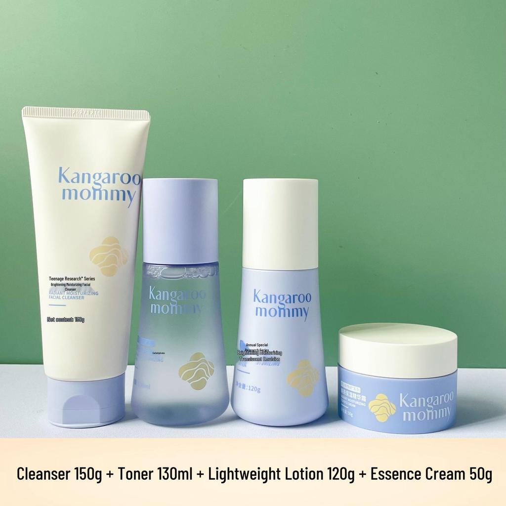 Youth Glow Skincare Kit: Softening Toner, Clear Emulsion, Essence Cream, Cleansing Milk.