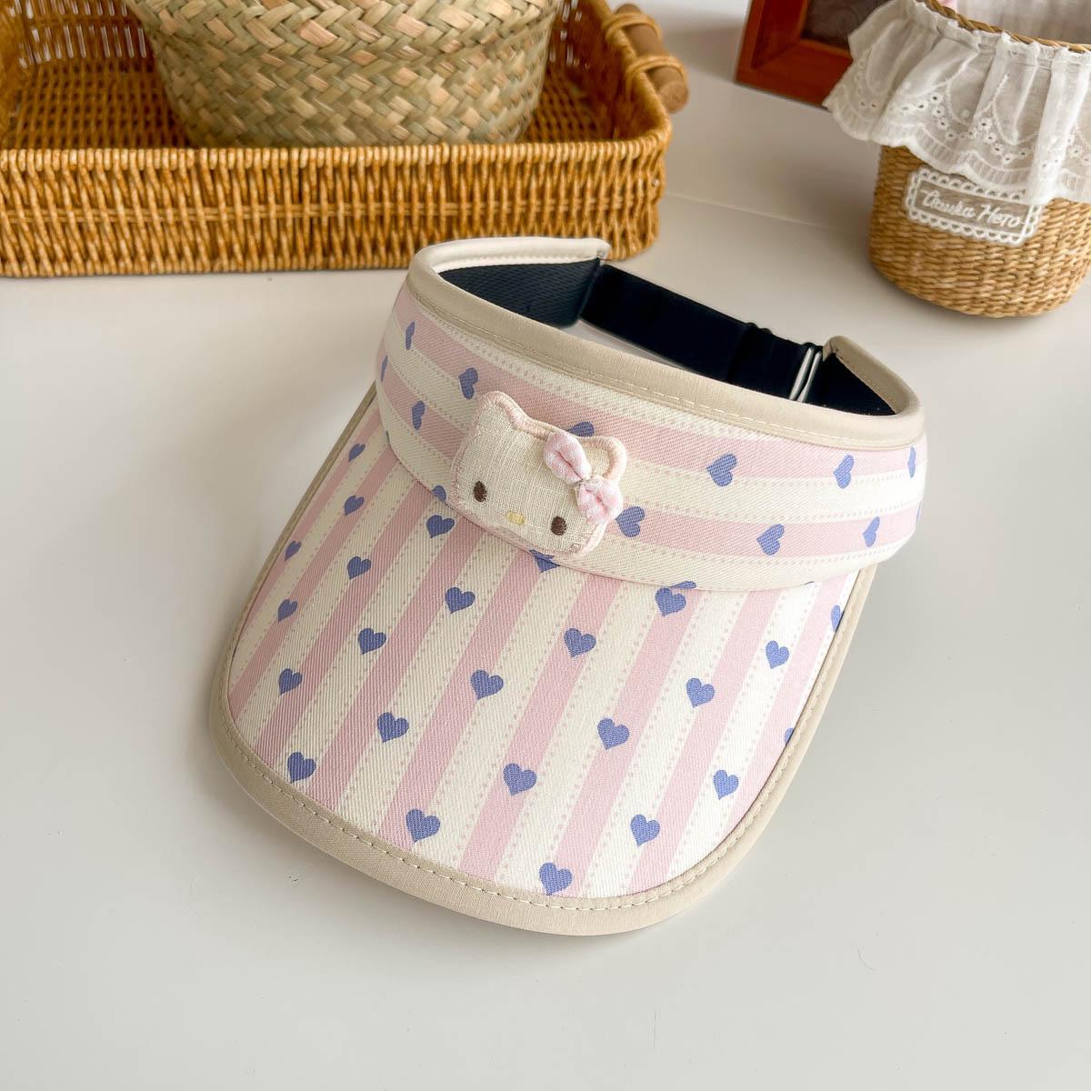 Kids Cute Duck & Bear Striped Polka Dot Summer Visor Hat with Sun Protection