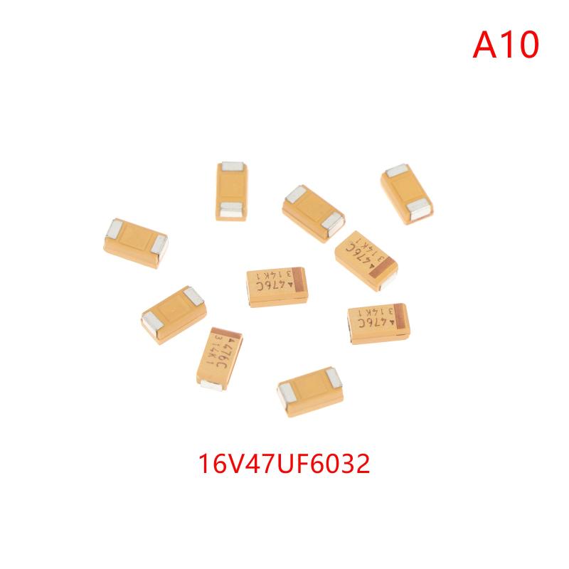 10Pcs A B C D Case Tantalum Capacitor 6V 10V 16V 25V 4.7Uf 10Uf 22Uf 47Uf 100Uf 470Uf For Electronic Projects Circuit Board