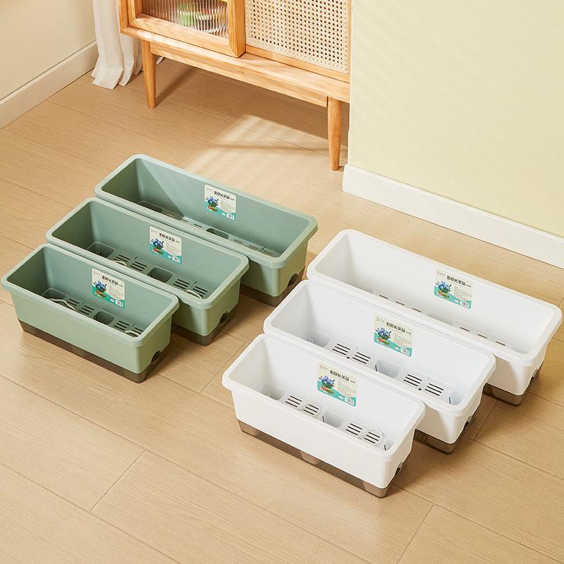 Rectangular Indoor/Outdoor Plastic Planter with Water Tray for Vegetables and Flowers