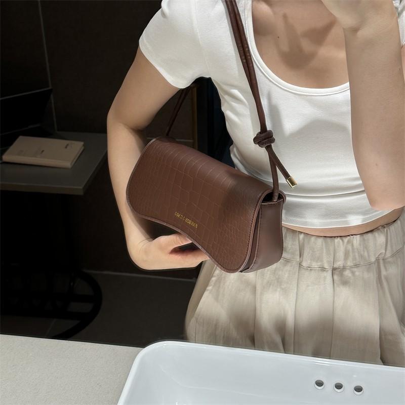 Simple Solid Color  PU Leather Women's Shoulder Bags Fashion Versatile Female Armpit Bag Casual Ladies Baguette Bag