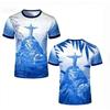 Fashion Casual Short-sleeve T-shirt with Brazil Jesus Statue Print On Front and Back for Daily Travel Wear