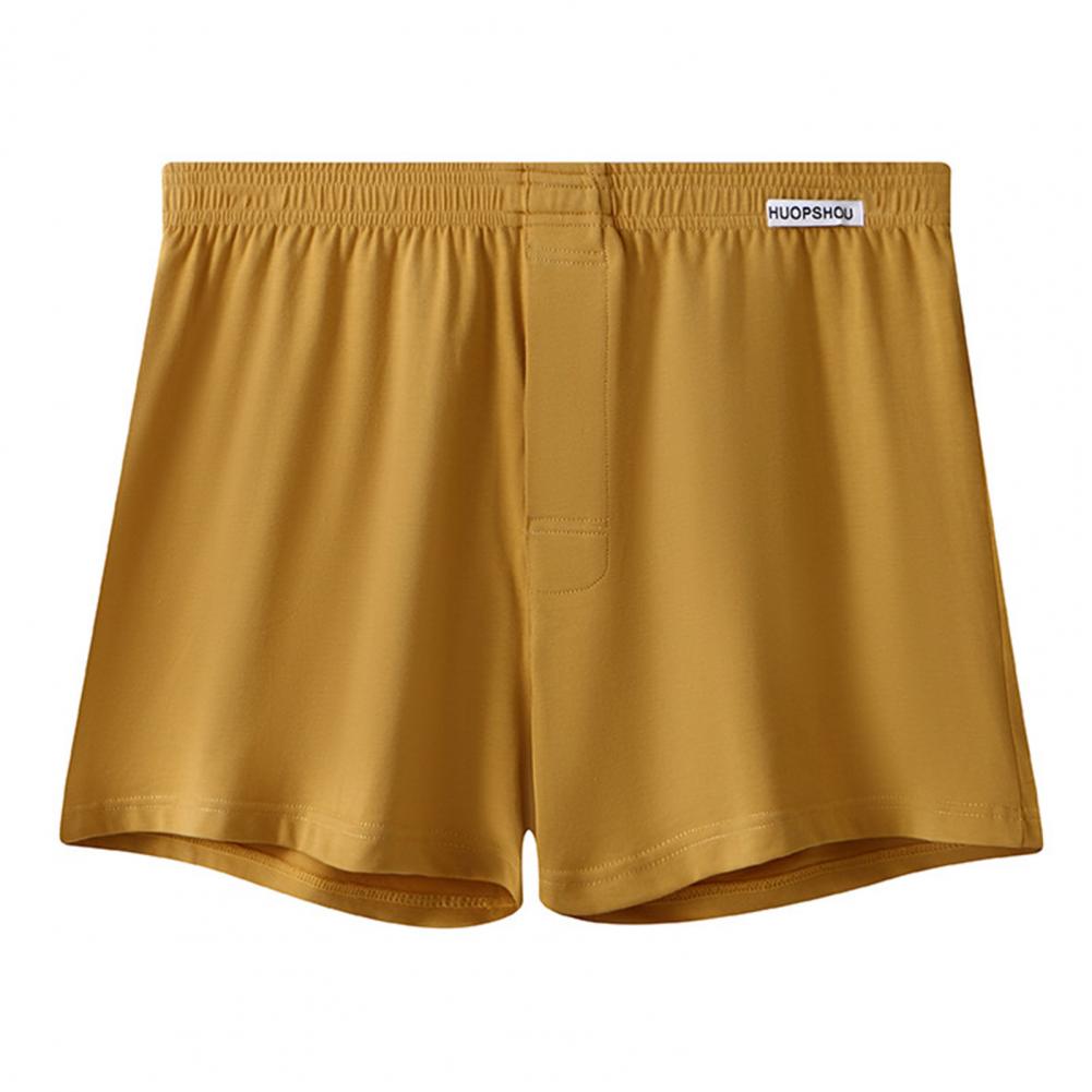 

Мужское нижнее белье-боксеры, открытый дизайн, планка на пуговицах, шорты с эластичным поясом и средней посадкой, однотонные трусы свободного кроя, нижнее белье M жёлтый