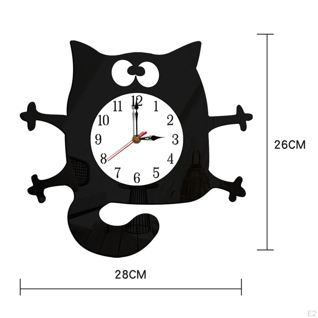 Cartoon Wall Clock, Non-Ticking Battery Operated Art for Bedroom Kitchen Decor