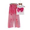 Girls' Summer Clothing Set Children's Sleeveless Perforated Jeans Two Piece Set Medium To Large Girls' Summer Fashion